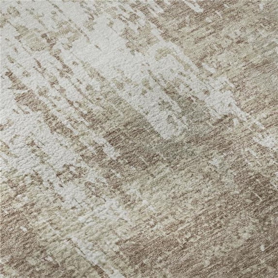 HomeRoots 679164 5 x 8 ft. Taupe Beige & Ivory Abstract Transitional Washable Machine Made Rectangle Area Rug with UV Protection