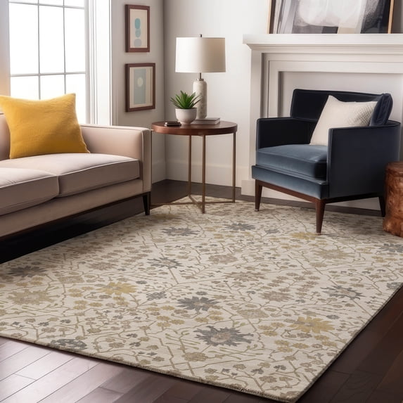 Addison Rugs Mayfield Premium Machine Washable Traditional Oriental Ivory Rectangle Rug, 8' x 10'