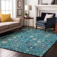 thumbnail image 1 of Addison Rugs Mayfield Premium Machine Washable Traditional Oriental Teal Rectangle Rug, 10' x 14', 1 of 6