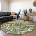 thumbnail image 1 of Addison Rugs Mayfield Premium Machine Washable Transitional Squares Green Round Rug, 8' x 8', 1 of 5