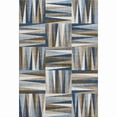 thumbnail image 1 of HomeRoots 679440 5 x 8 ft. Navy Blue, Brown & Ivory Geometric Washable Machine Made Rectangle Area Rug with UV Protection, 1 of 1