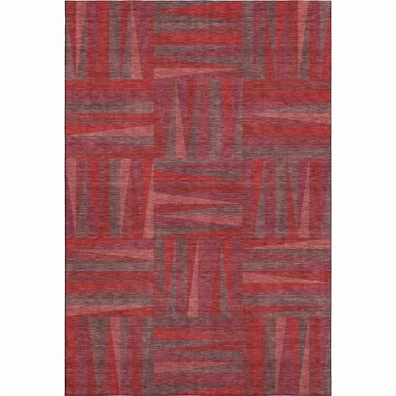 HomeRoots 679457 3 x 5 ft. Red & Burgundy Geometric Washable Machine Made Rectangle Area Rug with UV Protection