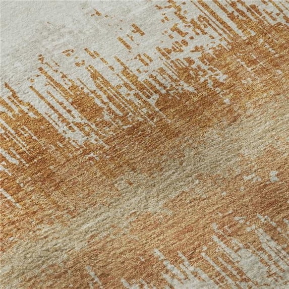 HomeRoots 679496 8 x 10 ft. Copper Beige & Ivory Striped Washable Machine Made Rectangle Area Rug with UV Protection