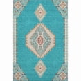 thumbnail image 1 of HomeRoots 679605 9 x 12 ft. Teal Salmon & Beige Oriental Washable Machine Made Rectangle Area Rug with UV Protection, 1 of 9