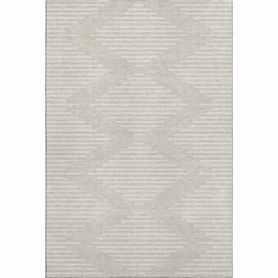 HomeRoots 679689 9 x 12 ft. Beige & Ivory Geometric Transitional Washable Machine Made Rectangle Area Rug with UV Protection