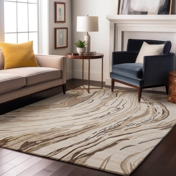 Addison Rugs Mayfield Premium Machine Washable Transitional Swirls Ivory Rectangle Rug, 5' x 7'6"
