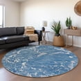 thumbnail image 1 of Addison Rugs Mayfield Premium Machine Washable Transitional Stripes Blue Round Rug, 8' x 8', 1 of 5