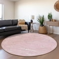thumbnail image 1 of Addison Rugs Mayfield Premium Machine Washable Transitional Lines Pink Round Rug, 8' x 8', 1 of 5