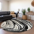 thumbnail image 1 of Addison Rugs Mayfield Premium Machine Washable Transitional Swirls Black Round Rug, 8' x 8', 1 of 5