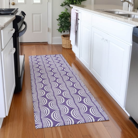Addison Rugs Mayfield Premium Machine Washable Transitional Swirls Purple Runner Rug, 2'3" x 7'6"