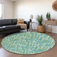 thumbnail image 1 of Addison Rugs Mayfield Premium Machine Washable Transitional Lines Turquoise Round Rug, 8' x 8', 1 of 5