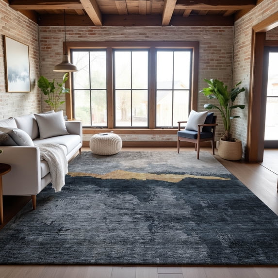Addison Rugs Mayfield Premium Machine Washable Transitional Modern Blue Rectangle Rug, 9' x 12'