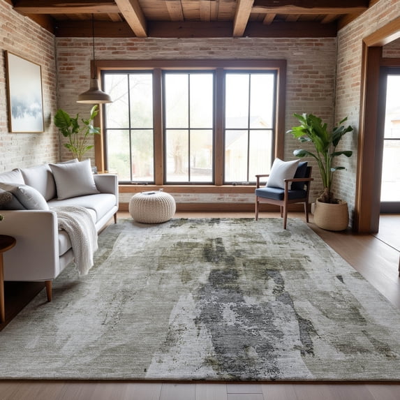 Addison Rugs Mayfield Premium Machine Washable Transitional Abstract Taupe Rectangle Rug, 10' x 14'