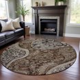 thumbnail image 1 of Addison Rugs Mayfield Premium Machine Washable Transitional Swirl Brown Round Rug, 8' x 8', 1 of 5