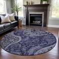 thumbnail image 1 of Addison Rugs Mayfield Premium Machine Washable Transitional Swirl Navy Round Rug, 8' x 8', 1 of 5