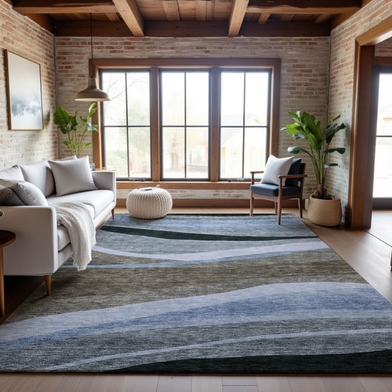 Addison Rugs Mayfield Premium Machine Washable Transitional Swirls Brown Rectangle Rug, 8' x 10'