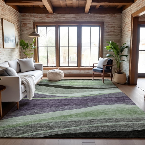 Addison Rugs Mayfield Premium Machine Washable Transitional Swirls Purple Rectangle Rug, 8' x 10'