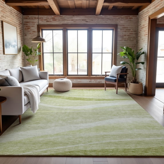Addison Rugs Mayfield Premium Machine Washable Transitional Swirls Aloe Rectangle Rug, 8' x 10'