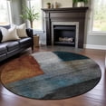 thumbnail image 1 of Addison Rugs Mayfield Premium Machine Washable Transitional Squares Copper Round Rug, 8' x 8', 1 of 5
