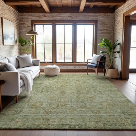 Addison Rugs Mayfield Premium Machine Washable Traditional Global Sage Rectangle Rug, 9' x 12'