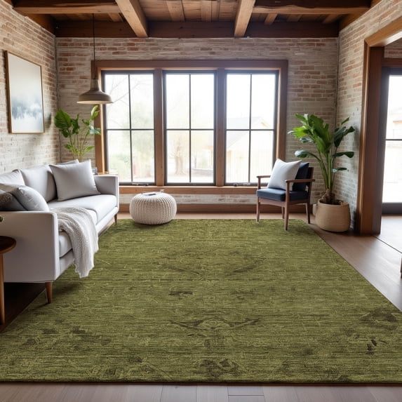 Addison Rugs Mayfield Premium Machine Washable Traditional Global Olive Rectangle Rug, 10' x 14'