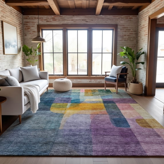 Addison Rugs Mayfield Premium Machine Washable Transitional Modern Blue Rectangle Rug, 5' x 7'6"