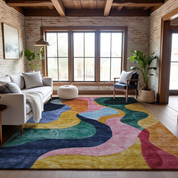 Addison Rugs Mayfield Premium Machine Washable Transitional Contemporary Green Rectangle Rug, 10' x 14'