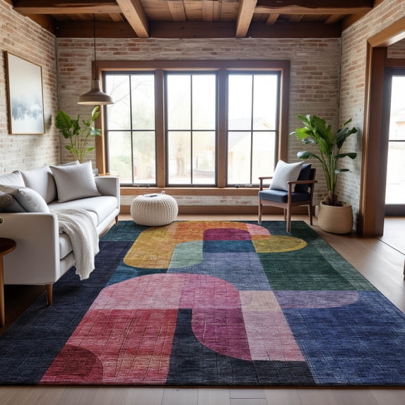 Addison Rugs Mayfield Premium Machine Washable Transitional Contemporary Green Rectangle Rug, 8' x 10'
