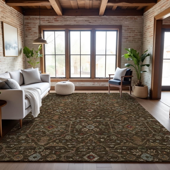Addison Rugs Mayfield Premium Machine Washable Transitional Global Chocolate Rectangle Rug, 8' x 10'