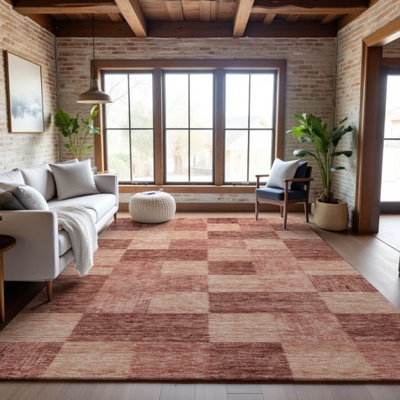 Addison Rugs Mayfield Premium Machine Washable Transitional Geometric Paprika Rectangle Rug, 10' x 14'