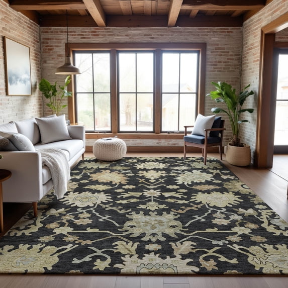 Addison Rugs Mayfield Premium Machine Washable Traditional Global Black Rectangle Rug, 8' x 10'