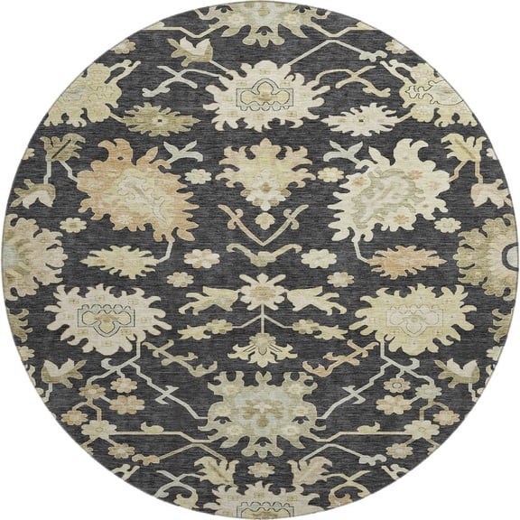 Dalyn Rugs Premium Machine Washable Mayfield AMF1150 Black 8' x 8' Round Rug