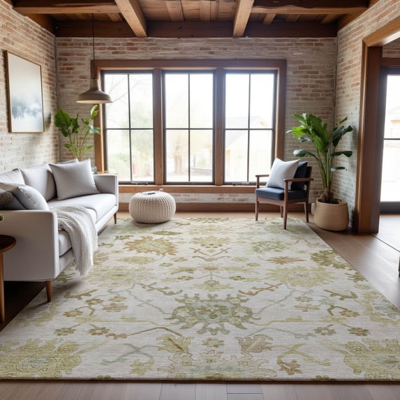 Addison Rugs Mayfield Premium Machine Washable Traditional Global Ivory Rectangle Rug, 3' x 5'