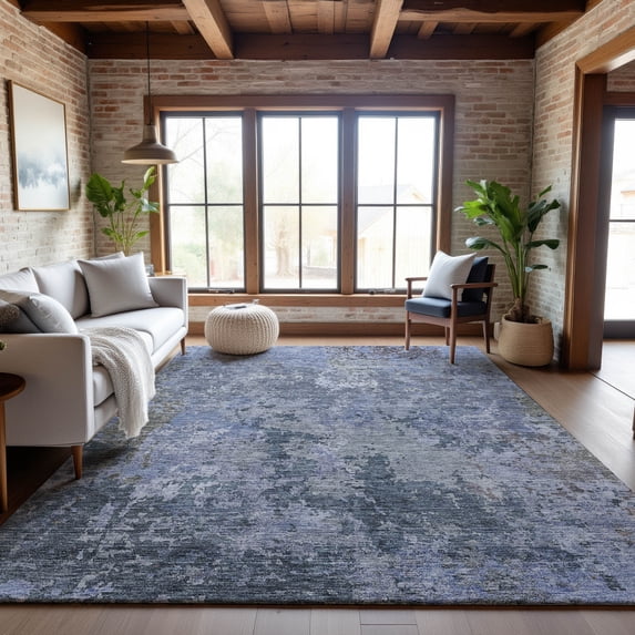 Addison Rugs Mayfield Premium Machine Washable Transitional Modern Blue Rectangle Rug, 8' x 10'