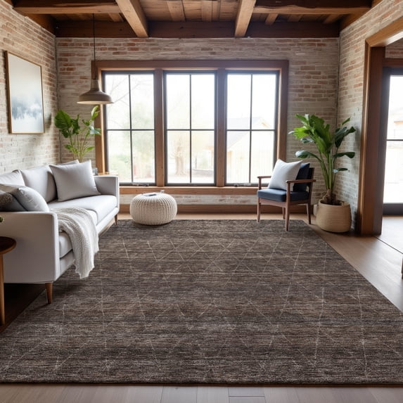 Addison Rugs Mayfield Premium Machine Washable Transitional Geometric Coffee Rectangle Rug, 5' x 7'6"