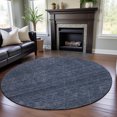 thumbnail image 1 of Addison Rugs Mayfield Premium Machine Washable Transitional Geometric Navy Round Rug, 8' x 8', 1 of 5