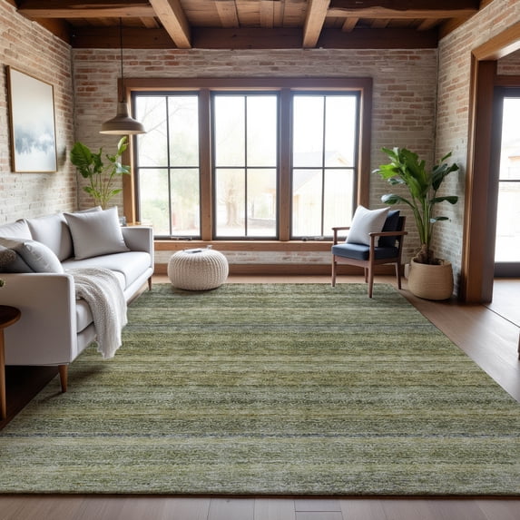 Addison Rugs Mayfield Premium Machine Washable Transitional Stripes Aloe Rectangle Rug, 5' x 7'6"