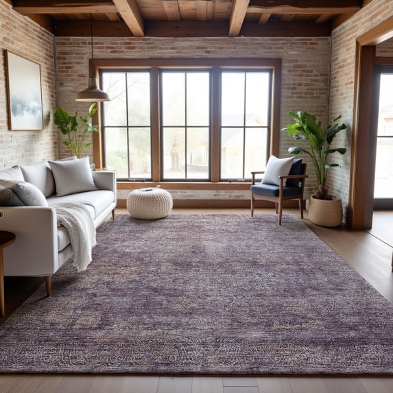 Addison Rugs Mayfield Premium Machine Washable Traditional Global Plum Rectangle Rug, 10' x 14'