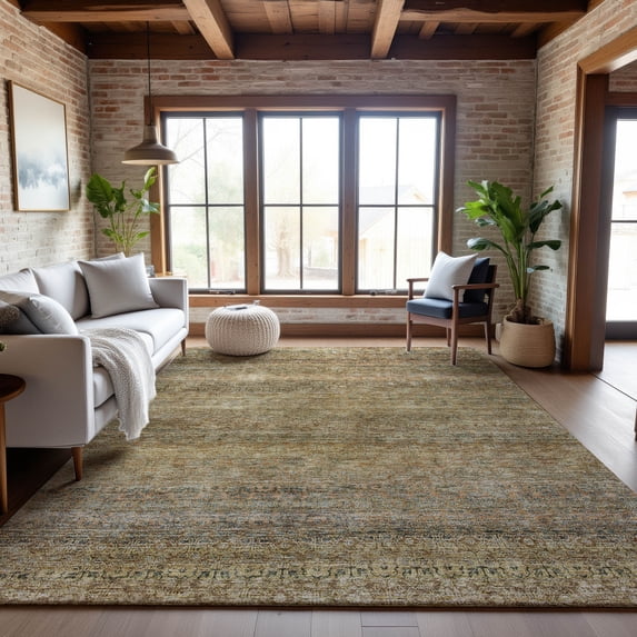 Addison Rugs Mayfield Premium Machine Washable Transitional Stripes Wheat Rectangle Rug, 10' x 14'