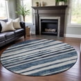 thumbnail image 1 of Addison Rugs Mayfield Premium Machine Washable Transitional Stripes Denim Round Rug, 8' x 8', 1 of 5