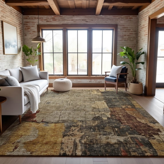 Addison Rugs Mayfield Premium Machine Washable Transitional Abstract Khaki Rectangle Rug, 10' x 14'