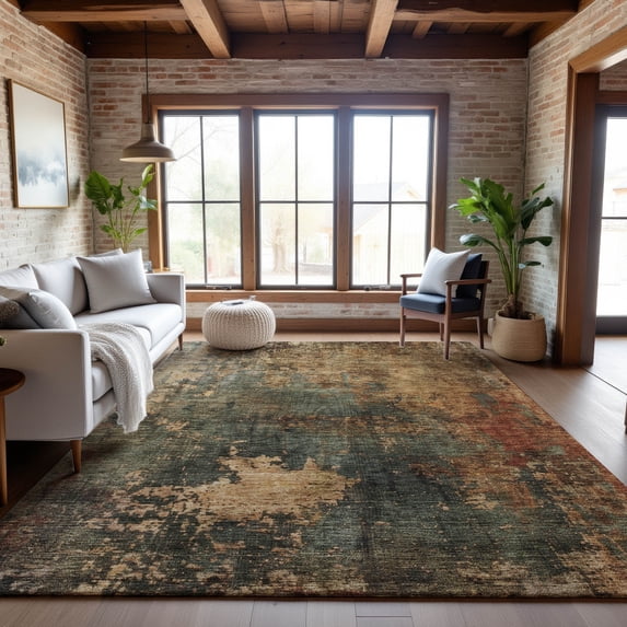 Addison Rugs Mayfield Premium Machine Washable Transitional Abstract Sage Rectangle Rug, 9' x 12'