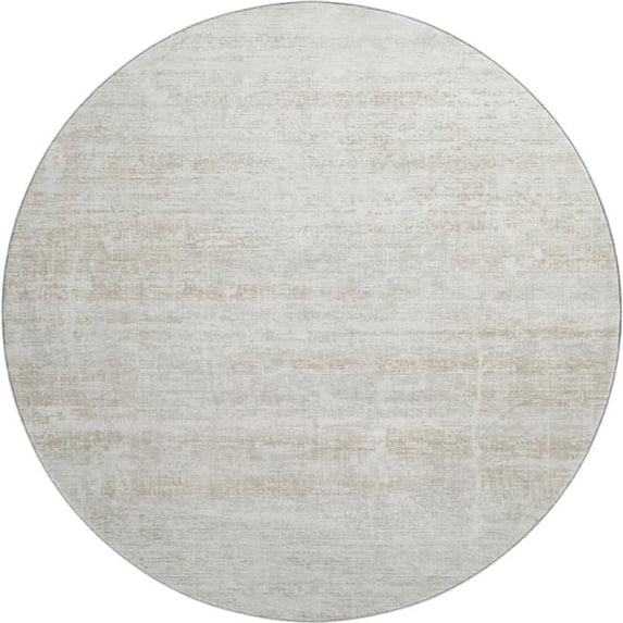 HomeRoots 662930 8 ft. Ivory & Beige Abstract Transitional Washable Round Area Rug with UV Protection