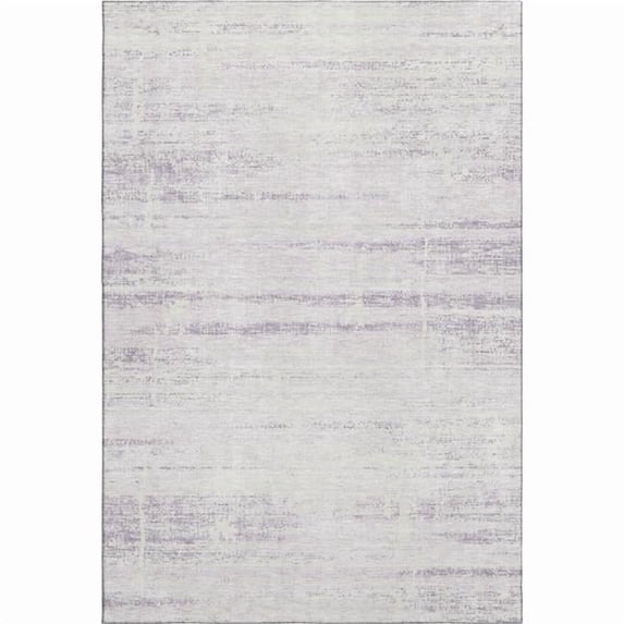 HomeRoots 662938 9 x 12 ft. Lavender & Ivory Abstract Transitional Washable Machine Made Rectangle Area Rug with UV Protection