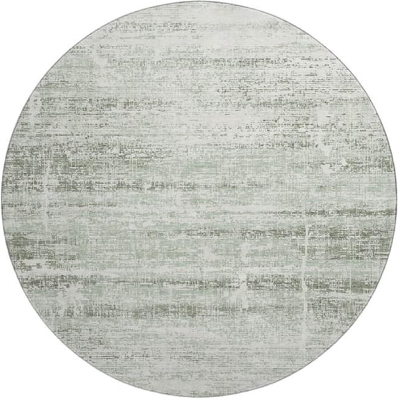 HomeRoots 662942 8 ft. Sage & Ivory Abstract Transitional Washable Round Area Rug with UV Protection