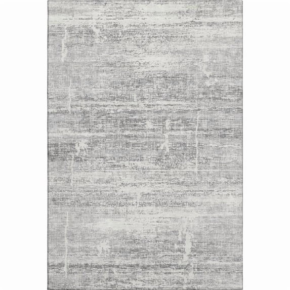 HomeRoots 662950 9 x 12 ft. Silver & Gray Abstract Transitional Washable Machine Made Rectangle Area Rug with UV Protection