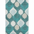 thumbnail image 1 of HomeRoots 663097 5 x 8 ft. Teal & Ivory Ogee Washable Machine Made Rectangle Area Rug with UV Protection, 1 of 1