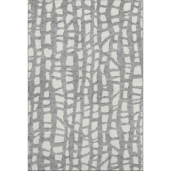 HomeRoots 663357 8 x 10 ft. Gray & Ivory Cobblestone Washable Machine Made Rectangle Area Rug with UV Protection
