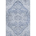 thumbnail image 1 of HomeRoots 664737 9 x 12 ft. Denim Blue, Ivory & Gray Floral Medallion Washable Machine Made Rectangle Area Rug with UV Protection, 1 of 6