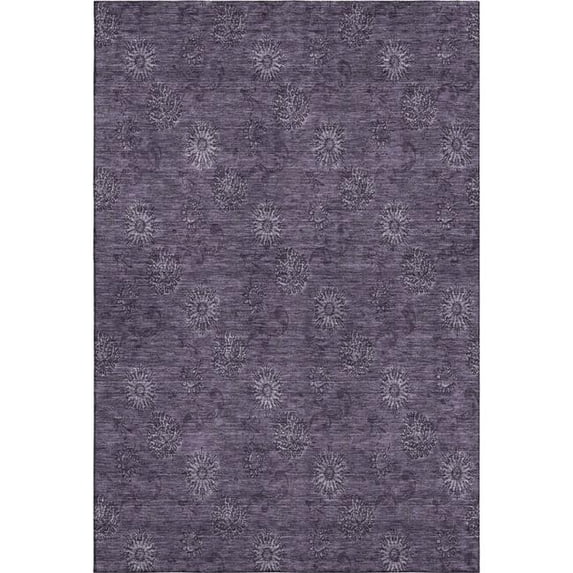 HomeRoots 665318 8 x 10 ft. Eggplant & Ivory Floral Washable Machine Made Rectangle Area Rug with UV Protection